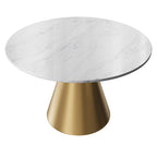 Round Marble Dining Table - Metal Frame (Black/White)