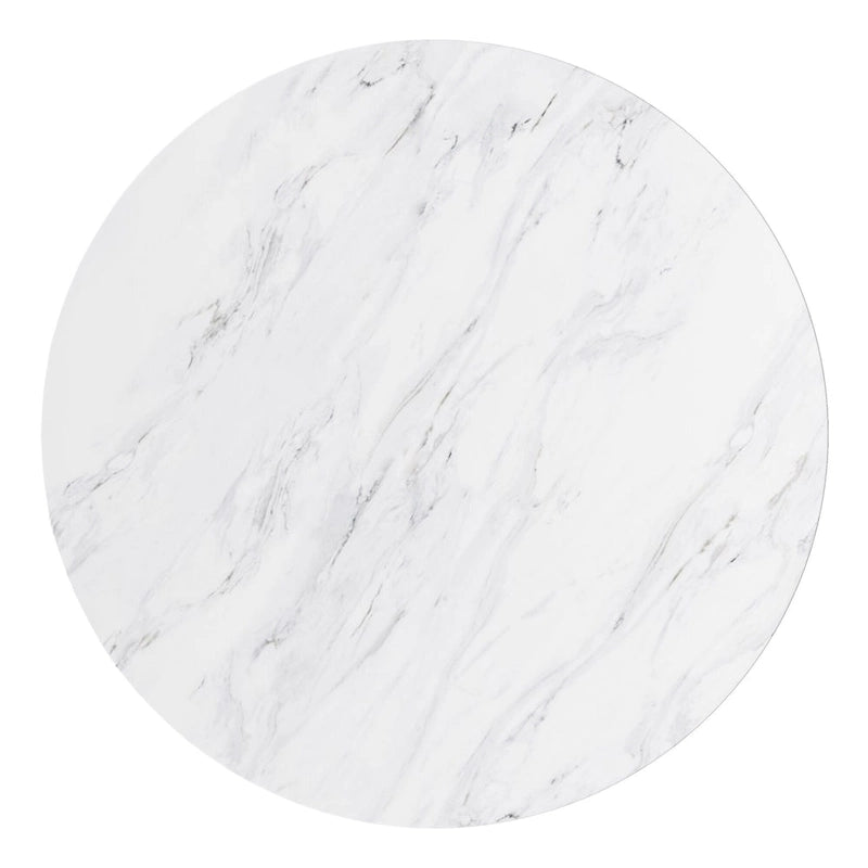 Round Marble Dining Table - Metal Frame (Black/White)