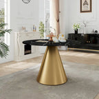 Round Marble Dining Table - Metal Frame (Black/White)