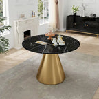 Round Marble Dining Table - Metal Frame (Black/White)