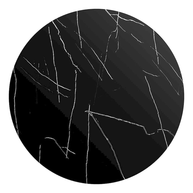 Round Marble Dining Table - Metal Frame (Black/White)